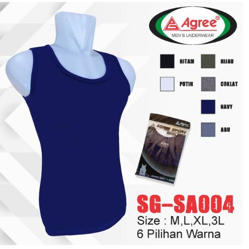 Singlet Pria AGREE 6 WARNA / Kaos Dalam DEWASA / Pakaian Dalam Cowok  - sckmenwear GROSIR