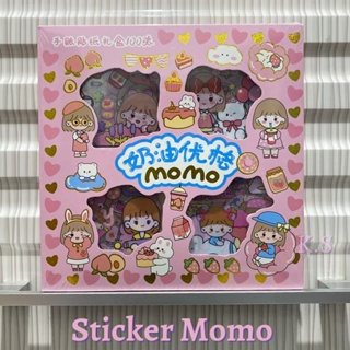 KS 100 Lembar SENMU Sticker Momo Beragam Motif Kartun Korea Anti Air (Sticker Momo 1 Box Isi 100 Lembar)