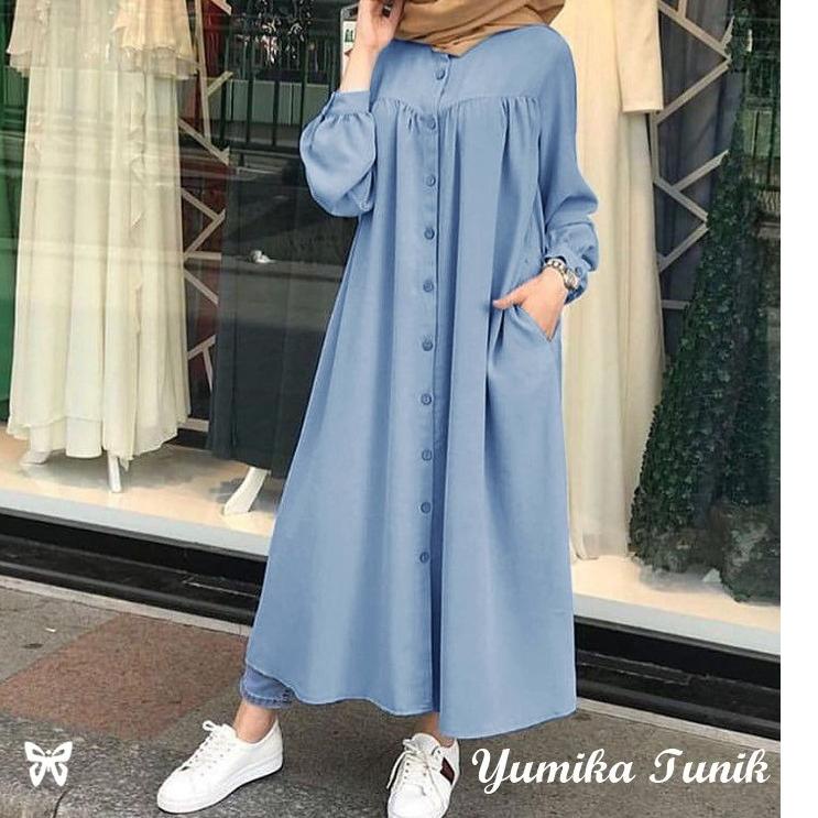 ☈ Kemeja Tunik JUMBO Panjang YUMIKA XL, XXL, 3XL Katun Chembre Good Quality ➹