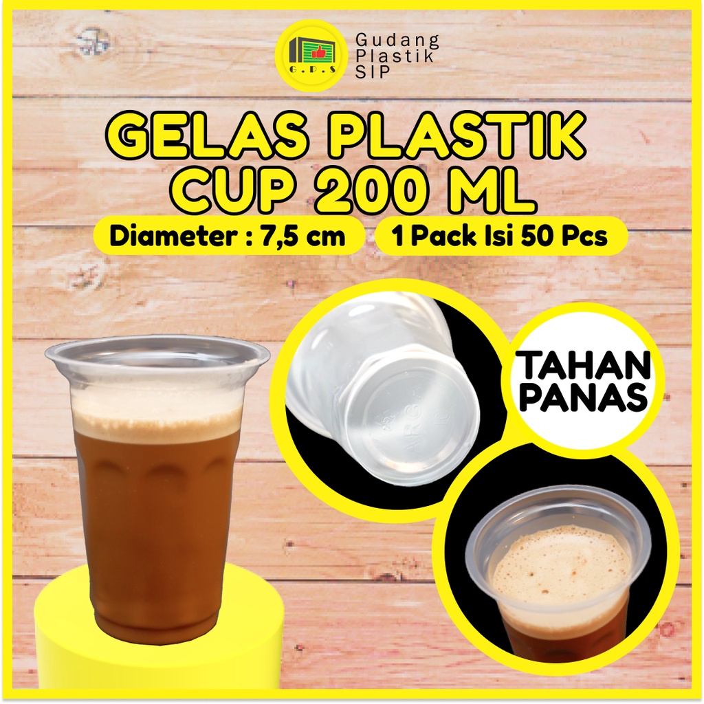 Gelas Plastik Cup Aqua Kopi 200ml (ISI 50) / Murah, Higenis &amp; Steril