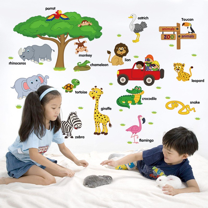 STIKER DINDING ANAK GAMBAR HEWAN WALL STIKER ANIMAL STUDI DTIKER