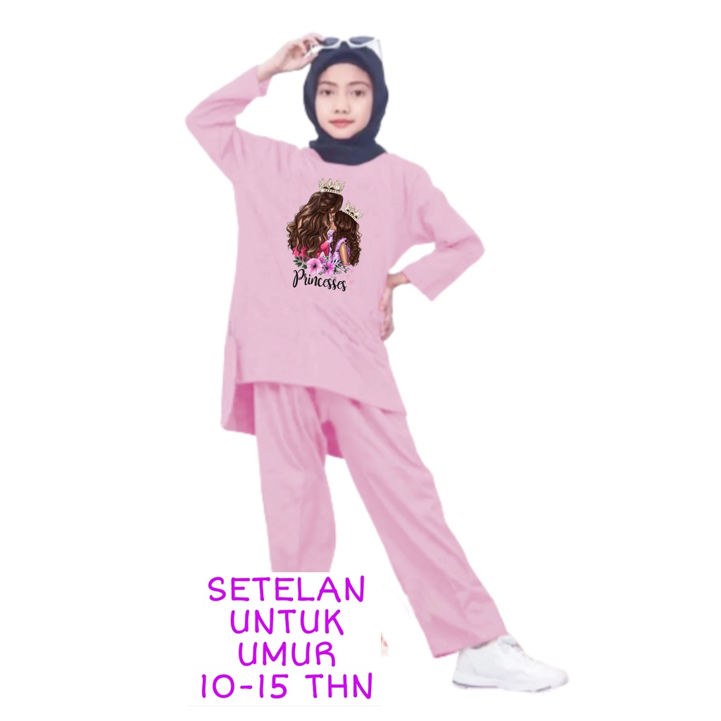 Setelan Anak Perempuan Remaja Bahan Kaos Babyterry Kaos Lengan panjang dan Celana panjang Oversixze XXL 10 11 12 13 14 15 Tahun . One Set Anak Perempuan Terbaru 2023 Viral Stelan Remaja Kekinian Setelan Baju Anak Tanggung Princess