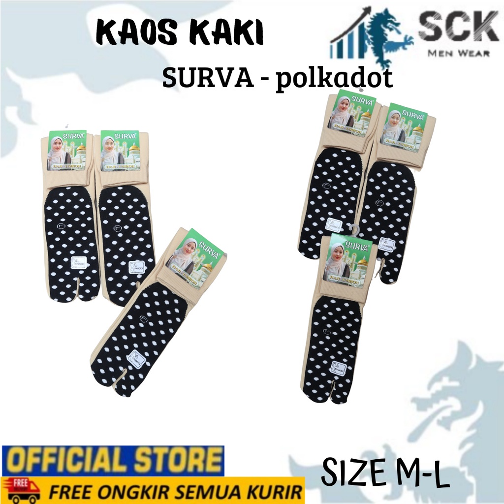 Kaos Kaki Wanita SURVA POLKADOT 2JR / Kaus Kaki Warna Cream Sebetis / Perlengkapan Muslimah – SCK