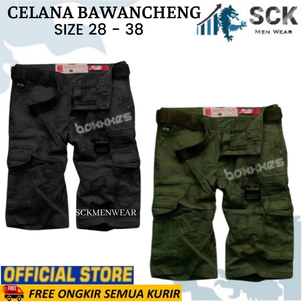 Celana Pendek Bawancheng Polos Cargo Pdl  size 28-38 / Bawahan Tactical Cargo Pria- sckmenwear GROSIR