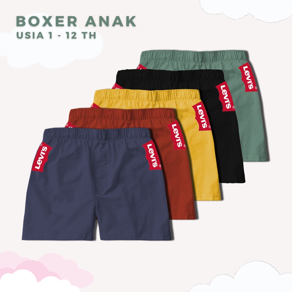 Boxer anak laki laki dan perempuan| Celana pendek anak-anak|  Pakaian dalam boxser umur 1 sd 12 tahun| Celana dalam kolor bokser bahan katun import untuk anak balita dan tanggung - BA03