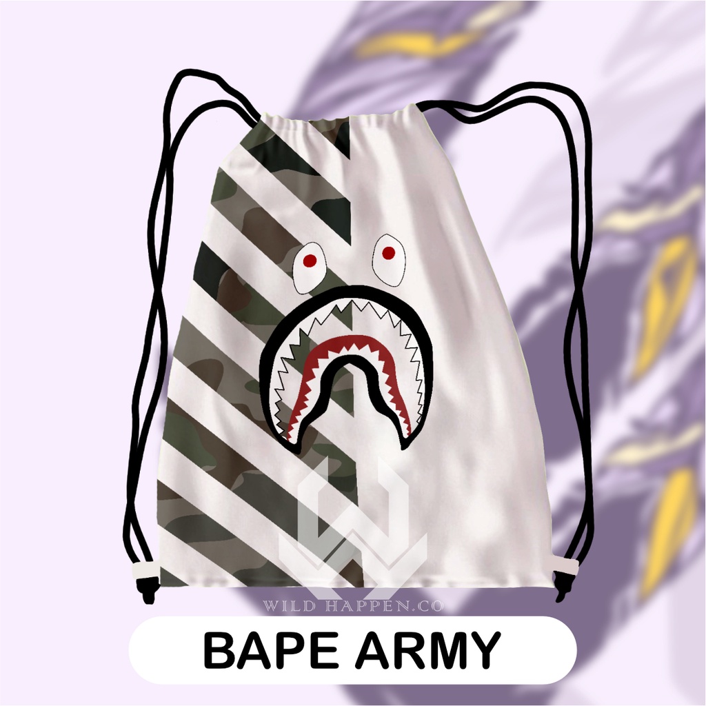 Tas Serut / String Bag Full Print Bape Army
