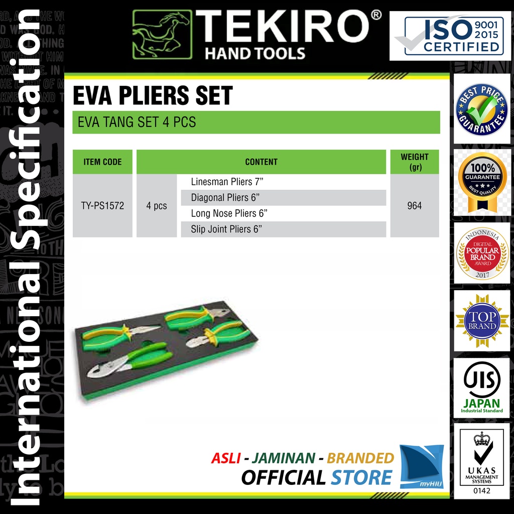 Tang Umum Isi 4 pcs Perkakas Laci Kemasan EVA / General Pliers EVA Set TEKIRO