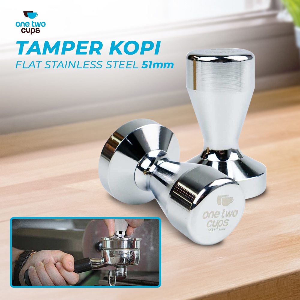 Tamper Kopi Espresso Flat Stainless Steel 51mm - 58 mm