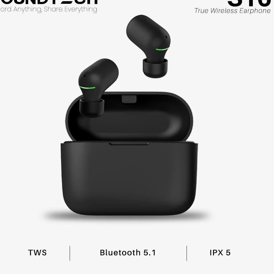 ◄ SOUNDTECH S16 TWS Wireless Earphone Bluetooth 5.1 Touch - Black ♔