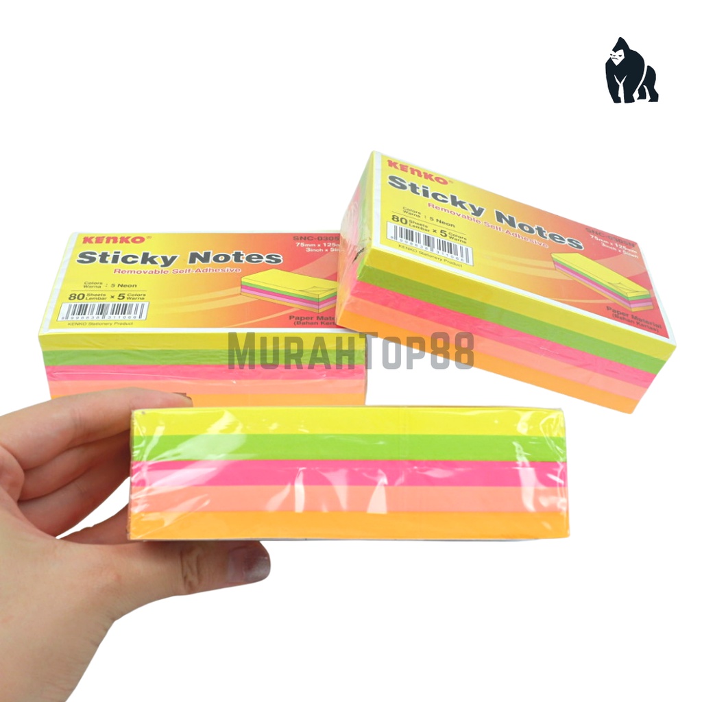 

Sticky Notes Kenko SNC-0305N 75 x 125 mm / Kertas Memo Tempel 5 Warna Warni Neon Colors / Stick Note Rectangle