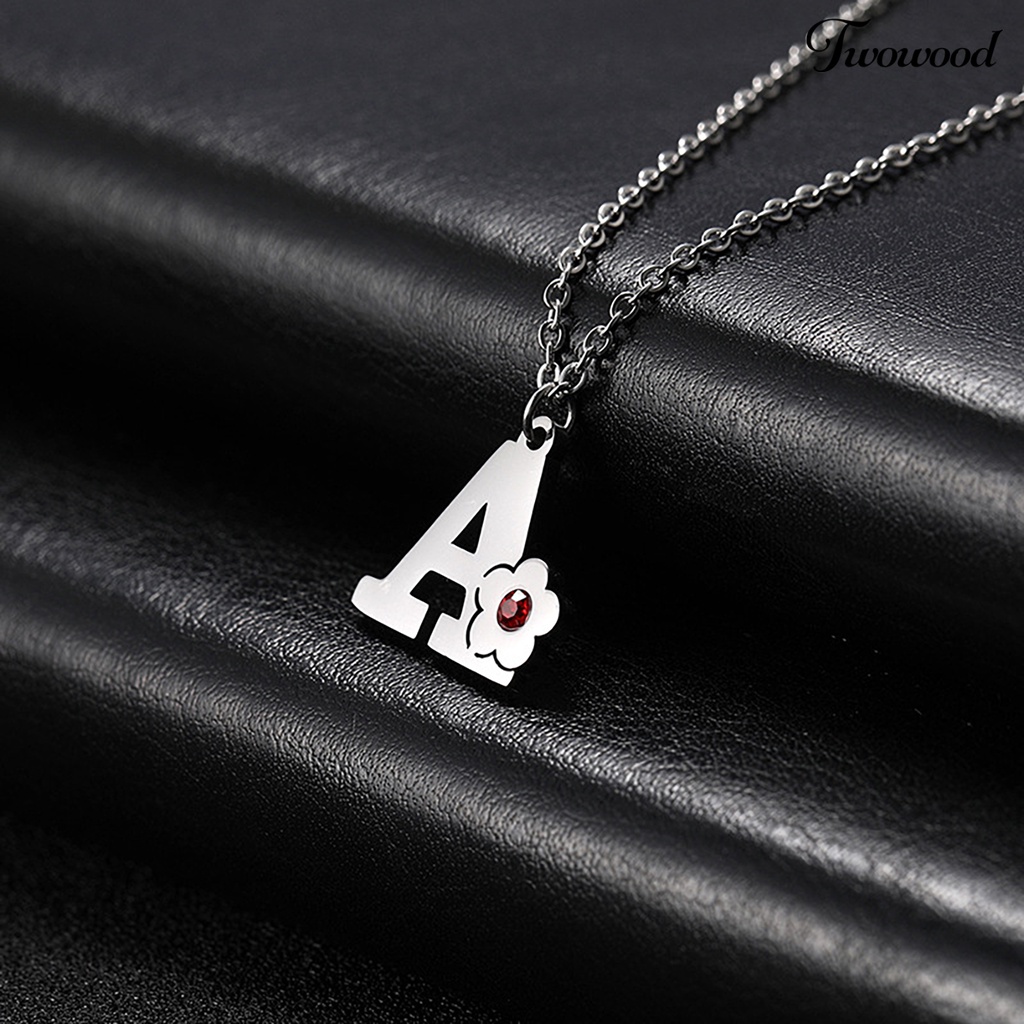 Twowood Alphabet Necklace Desain Sederhana Semua Pertandingan Friendly Dengan Kulit Bebas Alergi Mudah Dipakai Hias Bahan Titanium Steel Unisex A-Z Huruf Kapital Liontin Kalung Hadiah Untuk Pria