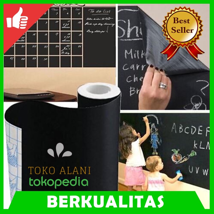 

BISA COD Wallsticker Blackboard Stiker Papan Tulis HITAM 2 METER STICKER MANTUL