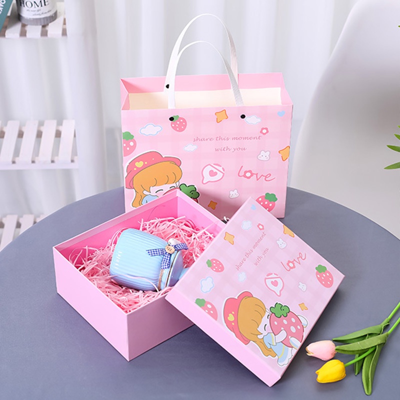 Paper Bag PREMIUM / Paper Bag Cute Biru / Pink (HANYA PAPER BAG SAJA )