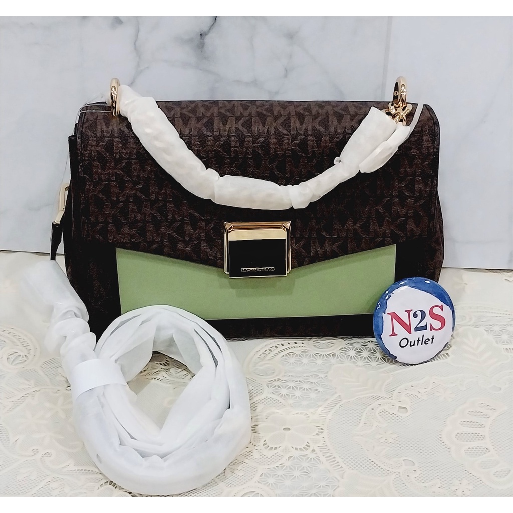 michael kors tas wanita MK 50 lita medium original sage sig brown