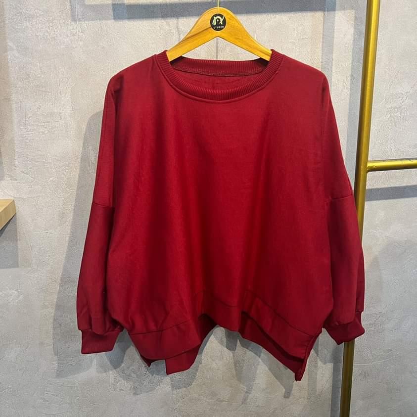 OVERSIZE SWEATER XXXL OBLONG WANITA BIG SIZE CREWNECK-MAROON
