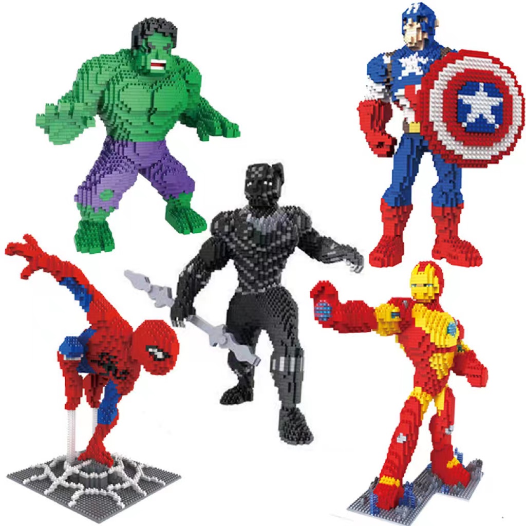 Miniatur Sisipan Partikel Kecil Model Blok Bangunan Mainan Avengers Marvel Superhero Spiderman