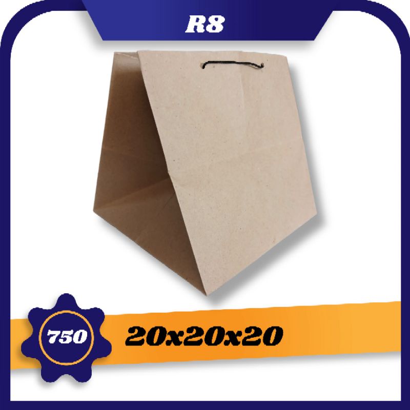 

(Paket 12) pcsPaper bag polos cokelat R8 20x20x20