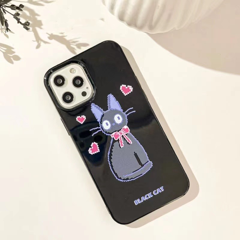 IPHONE Ins Mosaic Cat Cocok Untuk Iphone14 14pro 14plus 13 13mini 13pro 13prm iPhone12 7Plus 8Plus Xr XS 13 12mini Pro Max Empat Sudut Casing Ponsel Tahan Guncangan