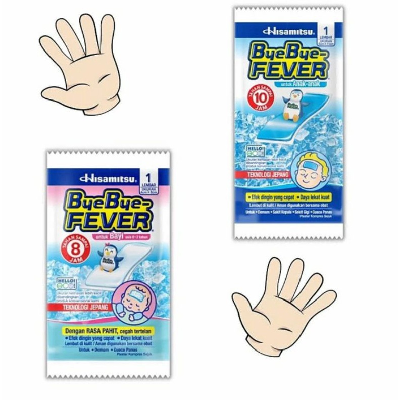 Bye Bye Fever Bayi Anak | Pure Baby Kids Fever Free Cooling Patch Gel Plester Kompres Penurun Demam Bayi