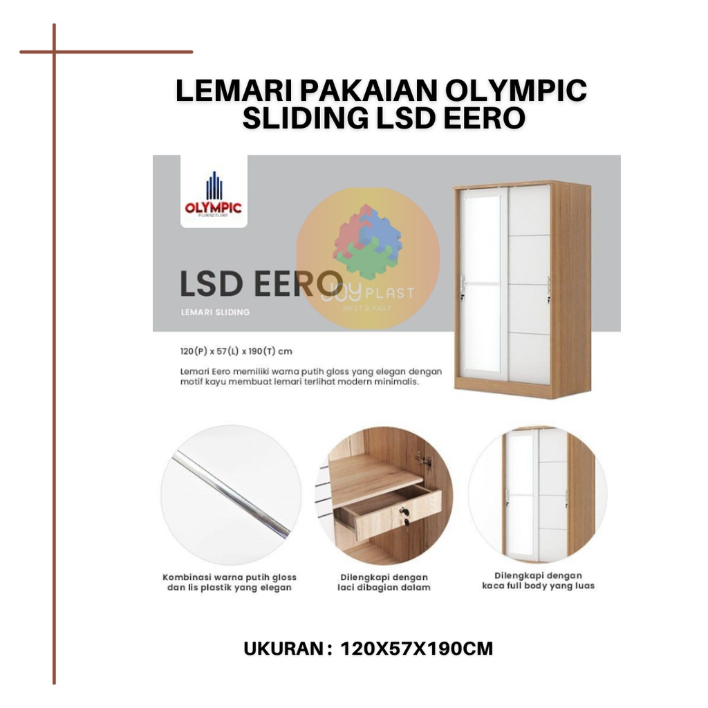 Lemari Pakaian Kayu Sliding/ Lemari Baju Sliding Olympic LSD EERO