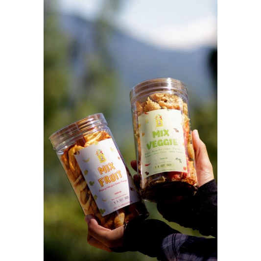 

Mix Fruit dan Mix Veggie Echips Kemasan Toples dan Aluvoil