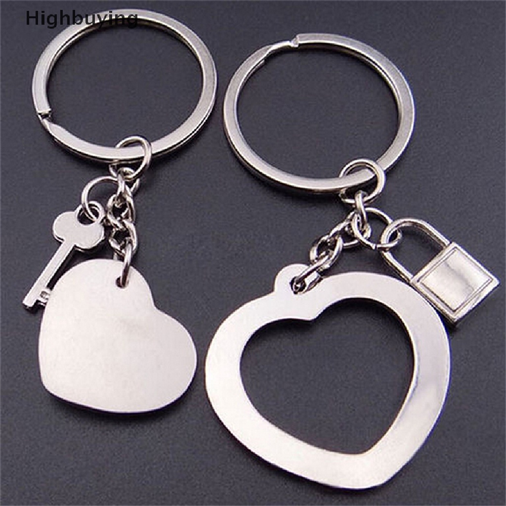 Hbid 1pasang Awesome Love Heart Lock Gantungan Kunci Ring Keyring Keyfob Lover Couples Gift Glory
