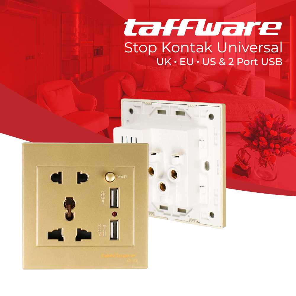 (BISA COD) FTIHSHP  Stop Kontak Universal UK EU US &amp; 2 Port USB Switch - LC-23