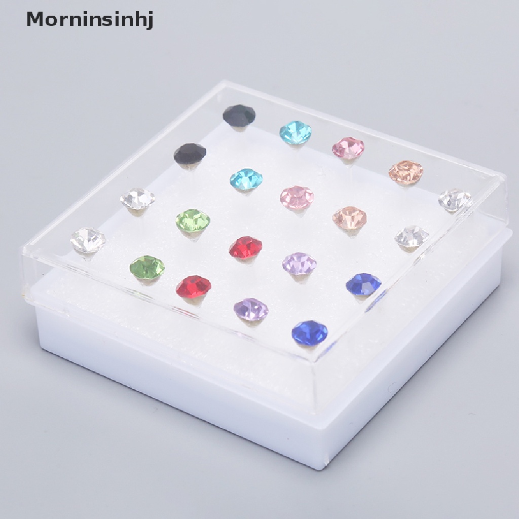 Mornin 10pasang/20pasang Set Berlian Imitasi Kristal Stud Anting Kecil Earrings Jewelry id