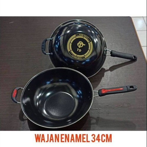 Panci Teflon Kuali Wajan Penggorengan Hitam Gagang Fry Pan Hitam 34cm M-175