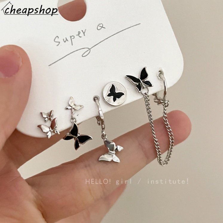 IFYOU Butterfly Drop Oil Hoop Earring Fashion Anting Tusuk Emas Perak Untuk Perhiasan Aksesoris Wanita