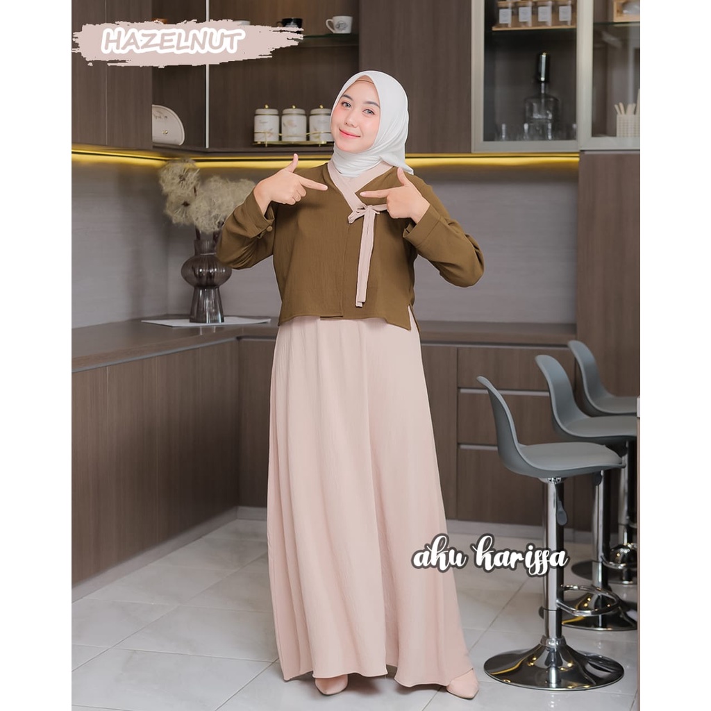 Gamis HARUKA AKU KARISSA cringkle premium dan monalisa mix wolfis syari  hanbook baju wanita muslim kiyowo korean style