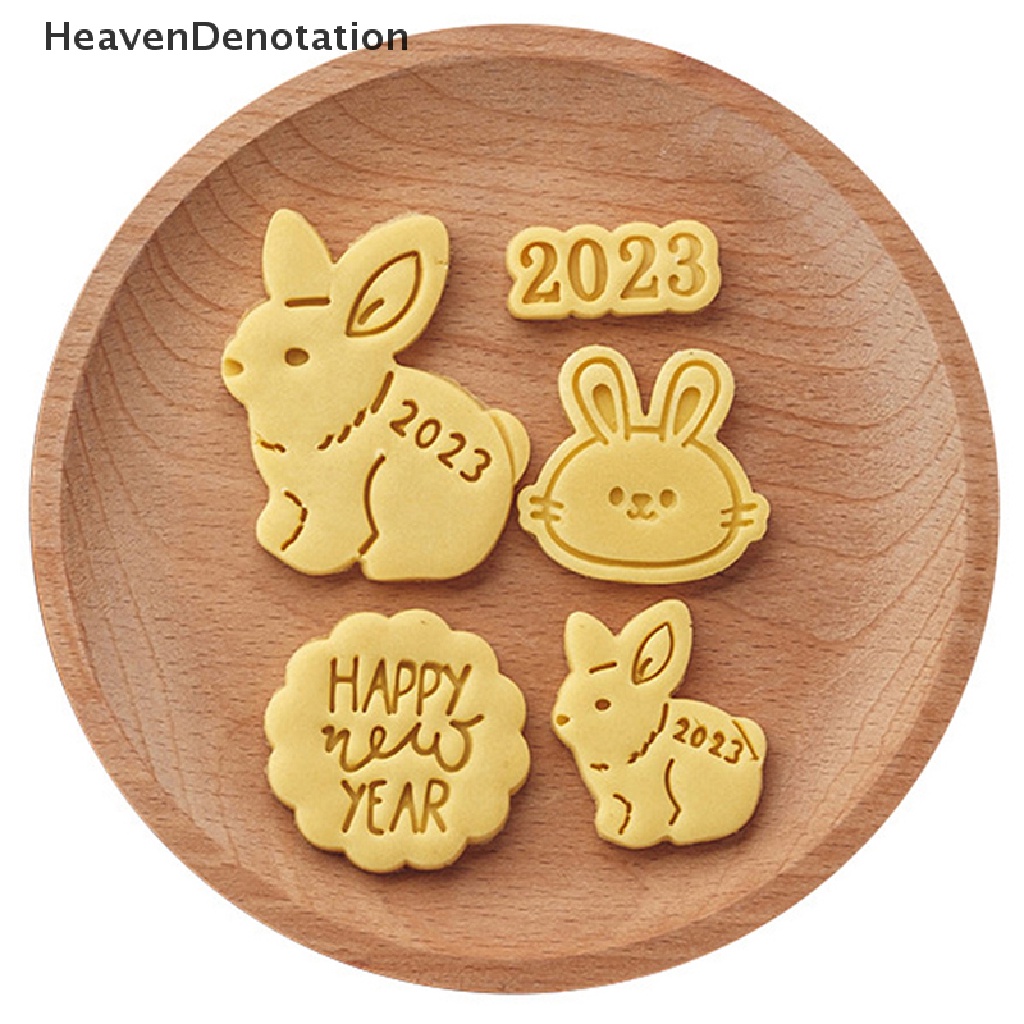 [HeavenDenotation] Cetakan Biskuit Kelinci Happy New Year 2023motif Kartun Hewan Mini Cookie Fondant Cutti HDV