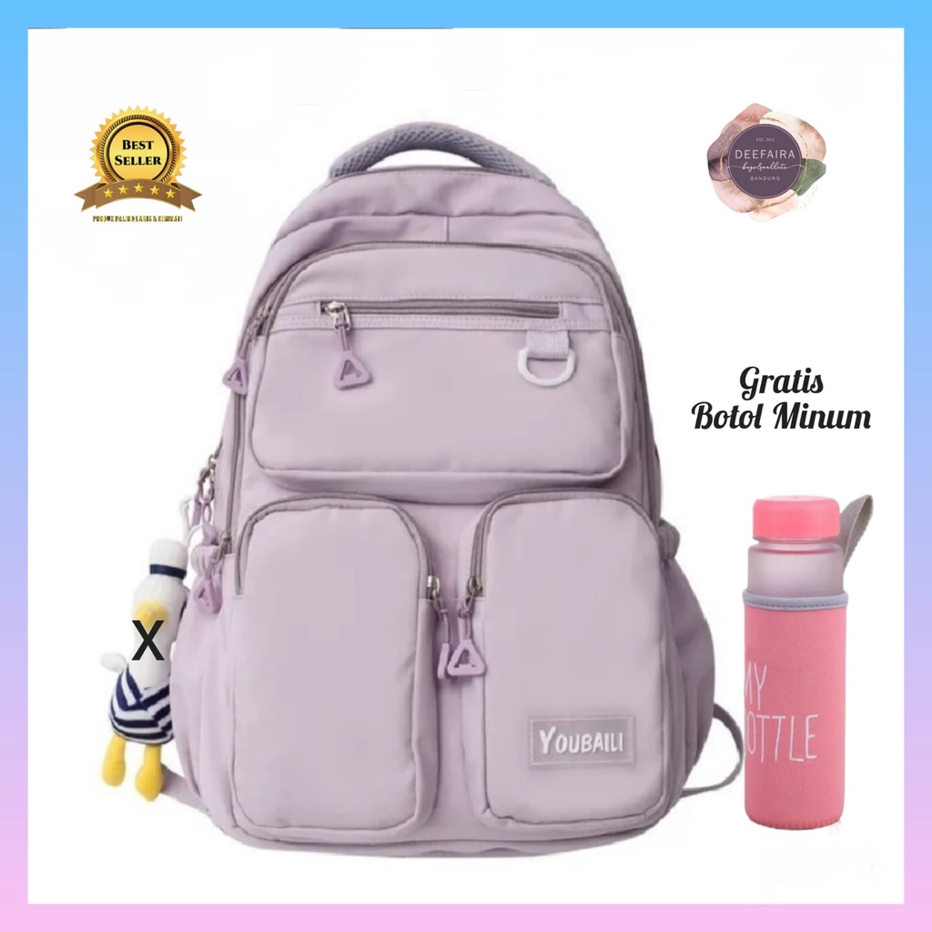 Tas Ransel Perempuan Serbaguna Untuk Sekolah Sd Smp Sma Motif YouB13  Free Botol Minum