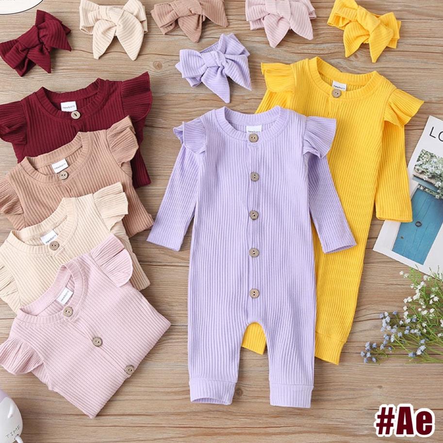 ➸ (free ribbon) 0-9bln JUMPER RUFFLE BASIC BAYI | JUMPSUIT ROMPER BAJU PAKAIAN ANAK catalog XMY AE ◌