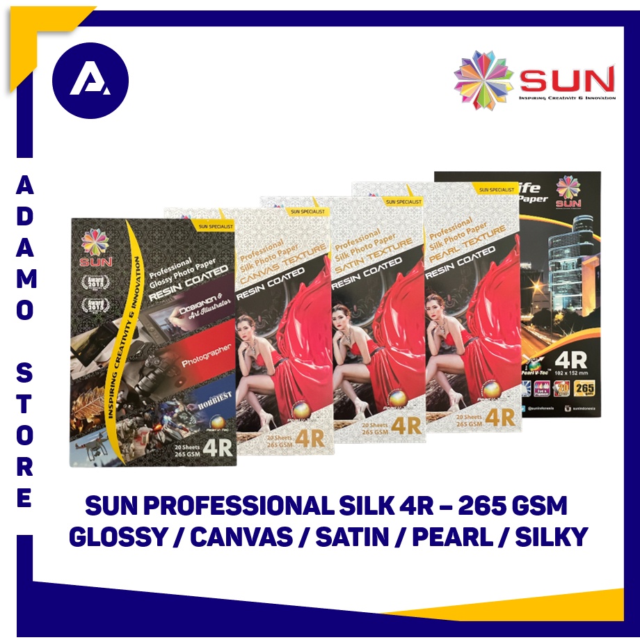 Kertas Foto 4R Sun Professional Glossy Photo Paper Resin Coated 4R 265gsm