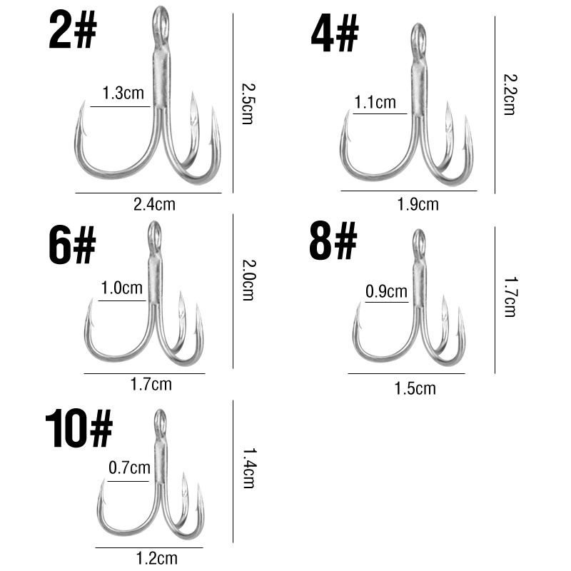 10pcs Fishing Tackle Silver High Carbon Steel Treble Hooks Treble Fishing Hook Barbed Fishhooks Untuk Umpan Cacing Lembut