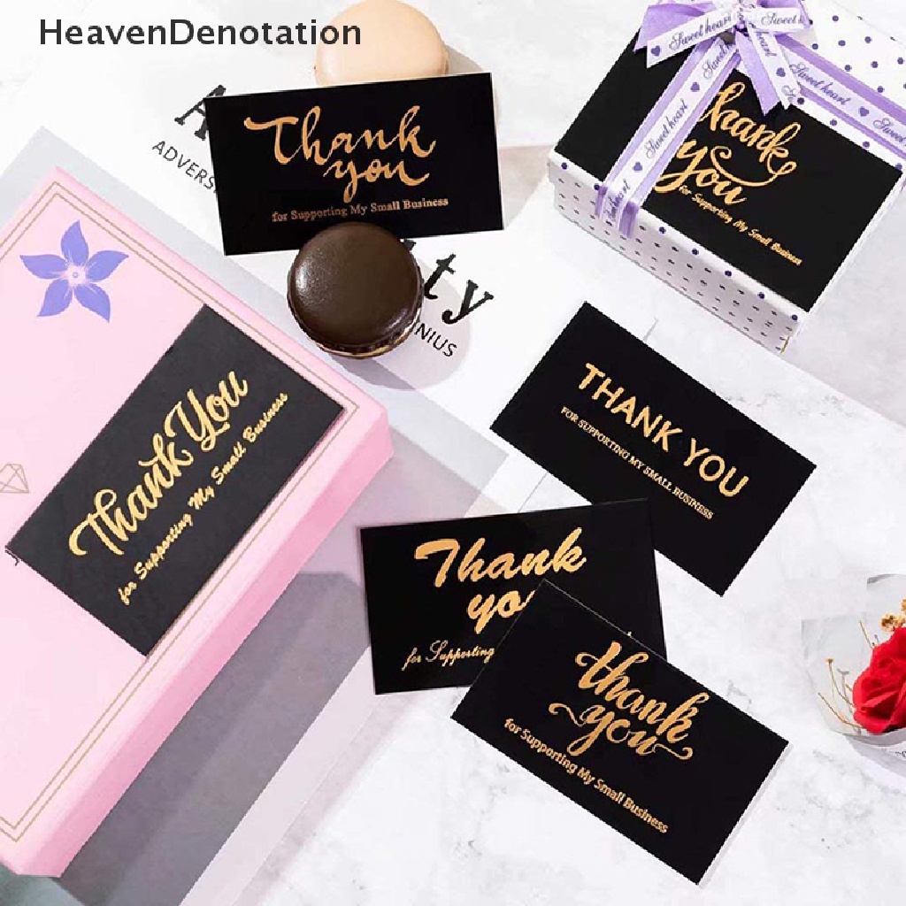 [HeavenDenotation] 50pcs Hitam Terima Kasih Untuk Pesanan Anda Kartu Nama Gift Business Greeg Card HDV