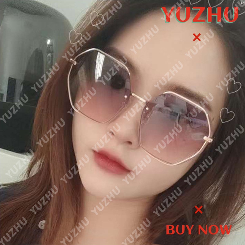 (YUZHU) Mode Baru HD Sun Shade Anti-UV Kacamata Perlindungan Matahari Anti-ultraviolet Korea Fashion Logam Frameless Kacamata Wanita