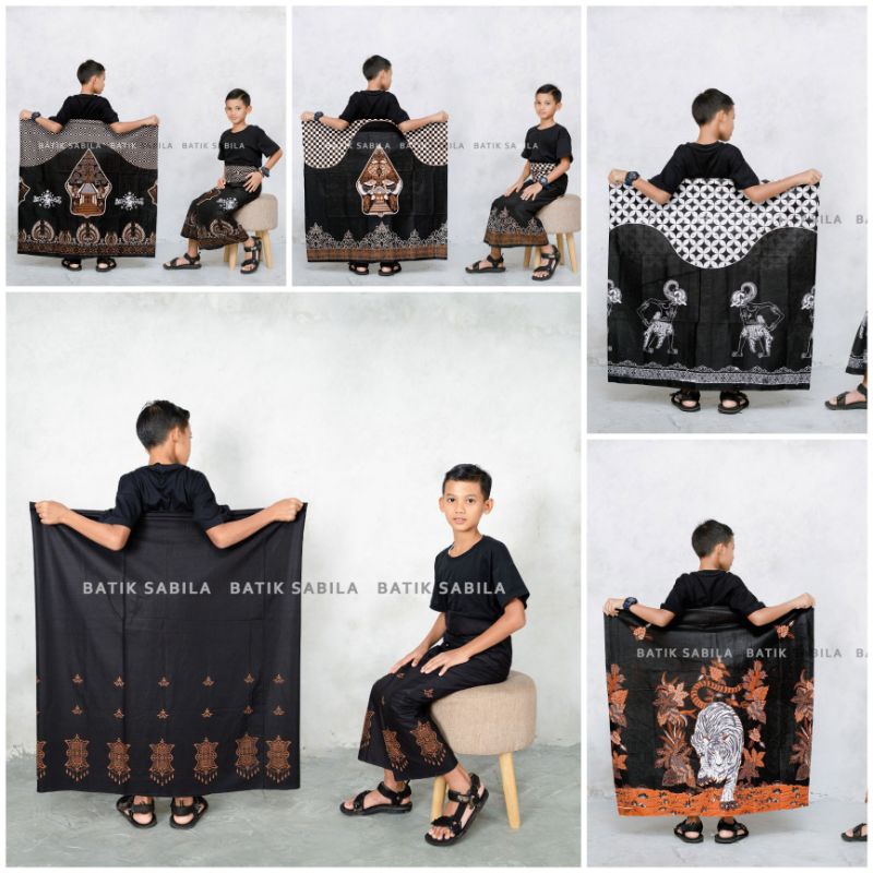 Sarung Batik Anak Laki Laki Karakter Motif Nu Macan Benowo Kang Santri Becak Sepeda