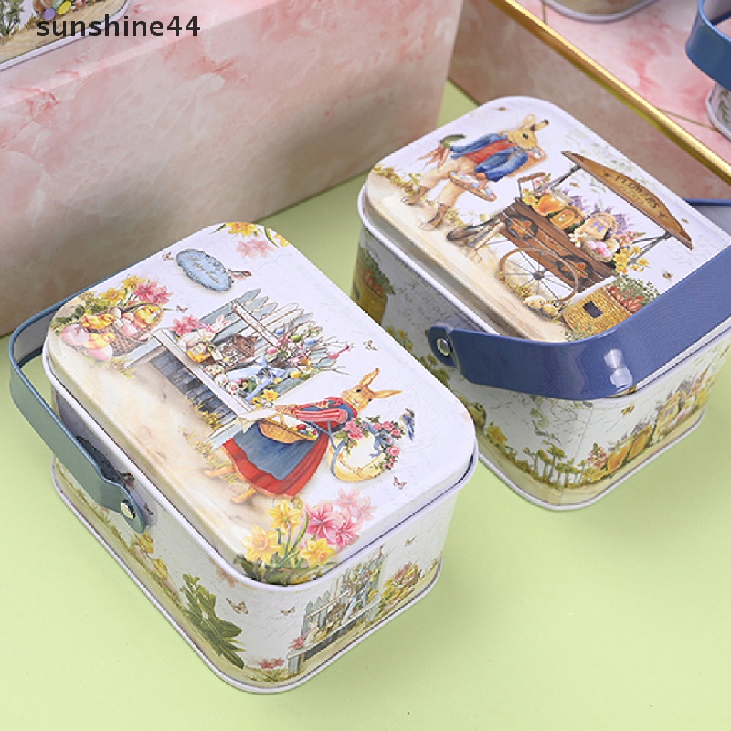 Sunshine Vintage Penyimpanan Koper Kecil Tinplate Candy Box Gift Box Dekorasi Paskah ID