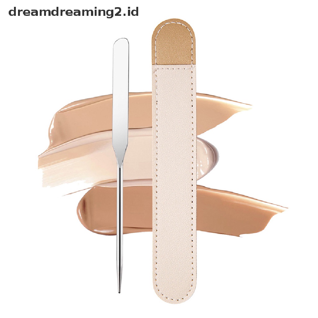 (dream) Spatula Toner Makeup Dual Head Bahan Stainless Steel Dengan Tongkat Pencampur Tas PU.