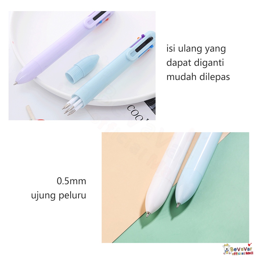BEVAVAR Bulpoin 6 In 1 Gelpen 6 Warna Pulpen Mekanik 6 Warna