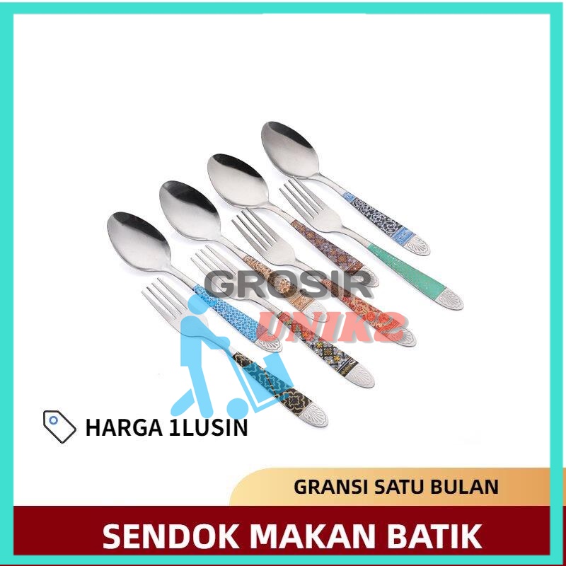 Sendok Makan Batik Stainess 1lusin 12buah / Stainless Steel 18 gr grosir unik