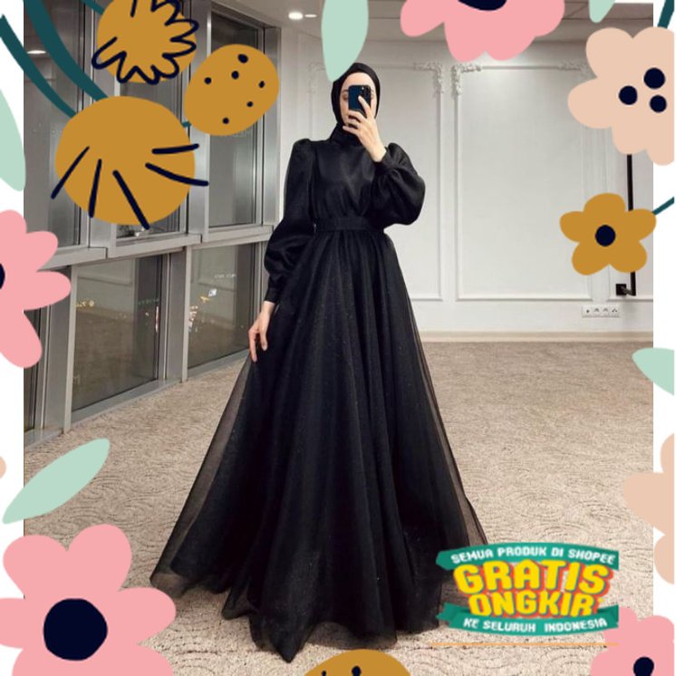 Gaun muslim elegant / gaun pesta / Ayunda Dress / Gamis Organza / arisan cantik