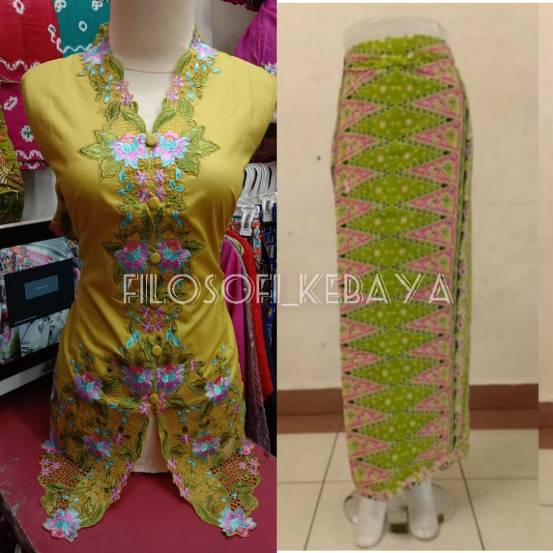 SET KEBAYA ENCIM ADAT BETAWI MOTIF BUNGA // KEBAYA ENCIM BETAWI KATUN BORDIR // KEBAYA ENCIM BETAWI 