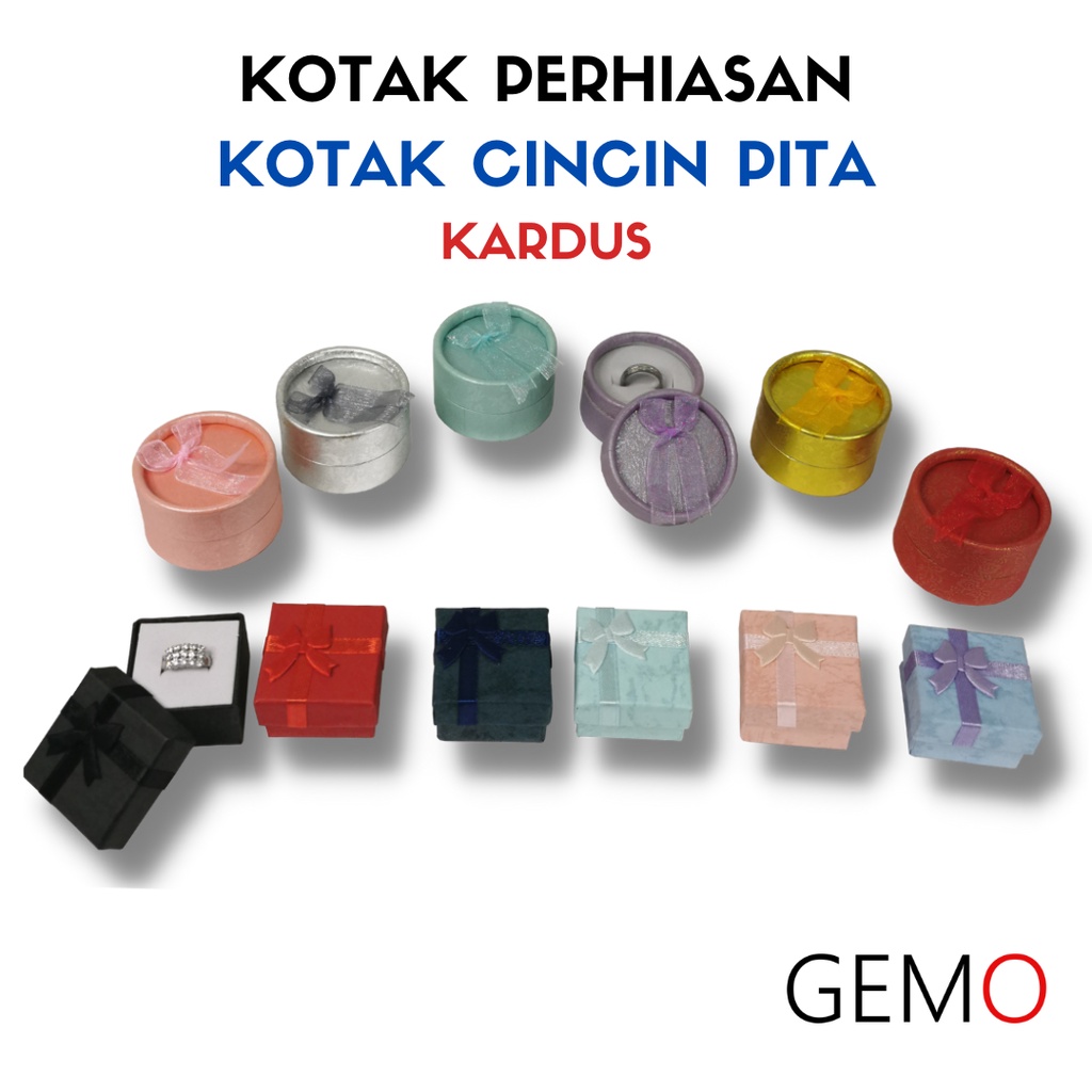 Kotak Cincin Dus Pita Warna Perhiasan - Ring Jewelry Box empat Perhiasan Murah Cocok Untuk Gift / Hadiah, Lamaran, Mahar Pernikahan, Hantaran Tunangan, Seserahan Pernikahan