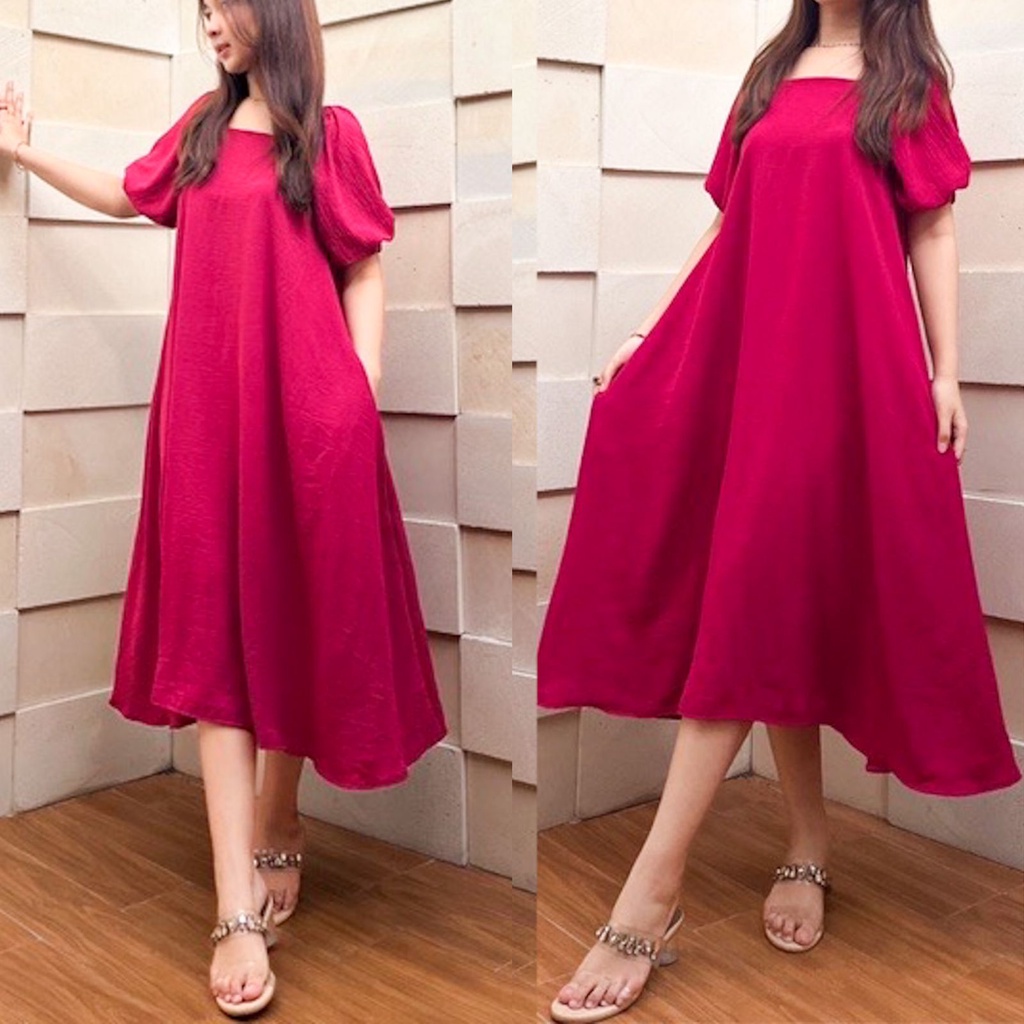 Mozalia Daily Dress Lengan Pendek Crinkle Airflow Deodora Long Dress Korean Style Terbaru