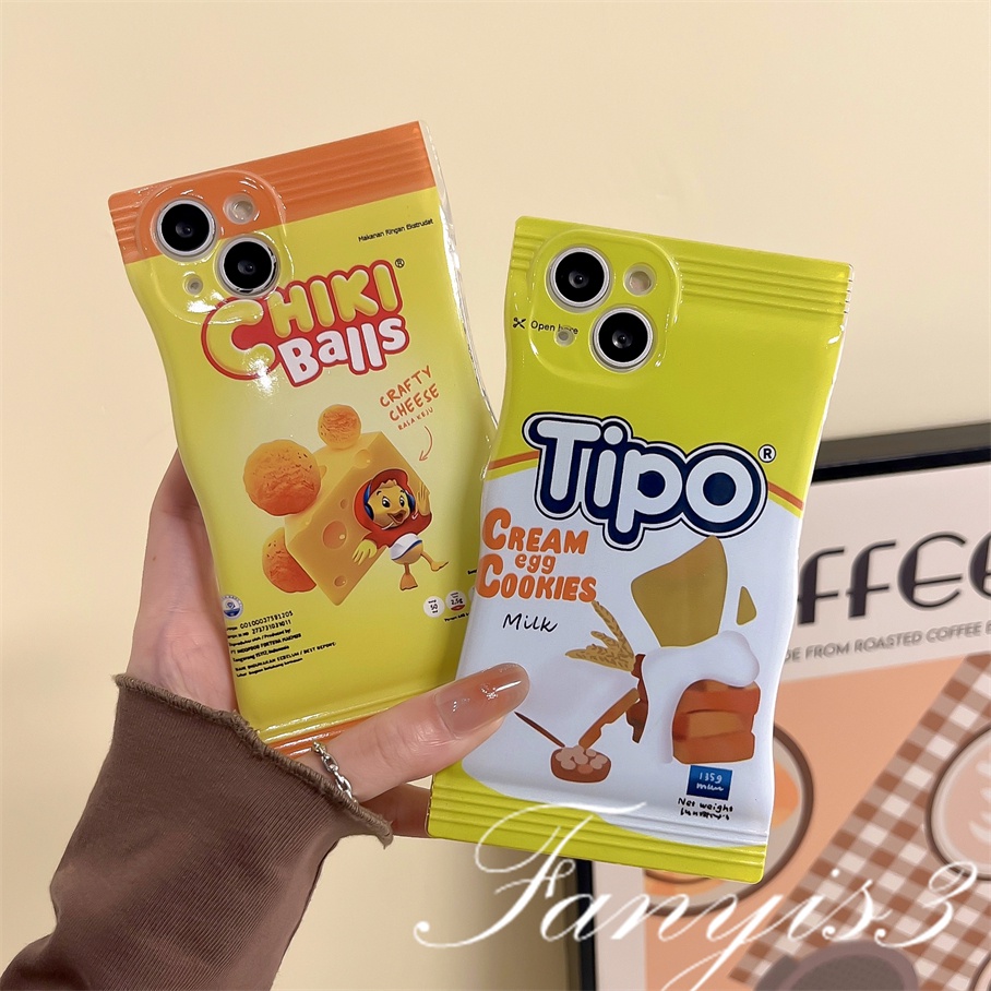 Compatible For iPhone 14 13 12 11 Pro Max X XR Xs Max 8 7 Plus SE 2020 Kompatibel Untuk Milk Cream Cookies Candy Bag Phone Case TPU Soft Cover Pelindung