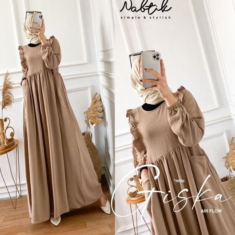 PALING LARIS GAMIS CRINGKEL GISKA DRESS MAXY READY BAHAN CRINGKEL AIRFLOW POLOS BUKAN BAHAN URAGIRI