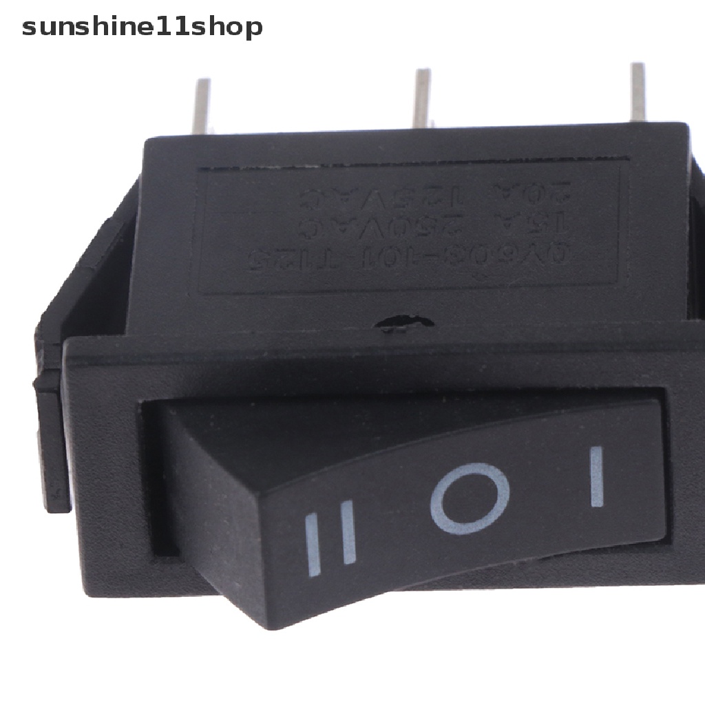 Sho 5pcs 13.5 * 31mm 3pin SPDT KCD3 ON-OFF-ON 3posisi Hitam Boat Rocker Switch N